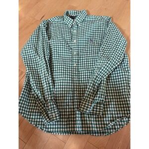 Ralph Lauren Shirt Custom Fit Button Up Gingham Green Purple Men Size 2XL XXL